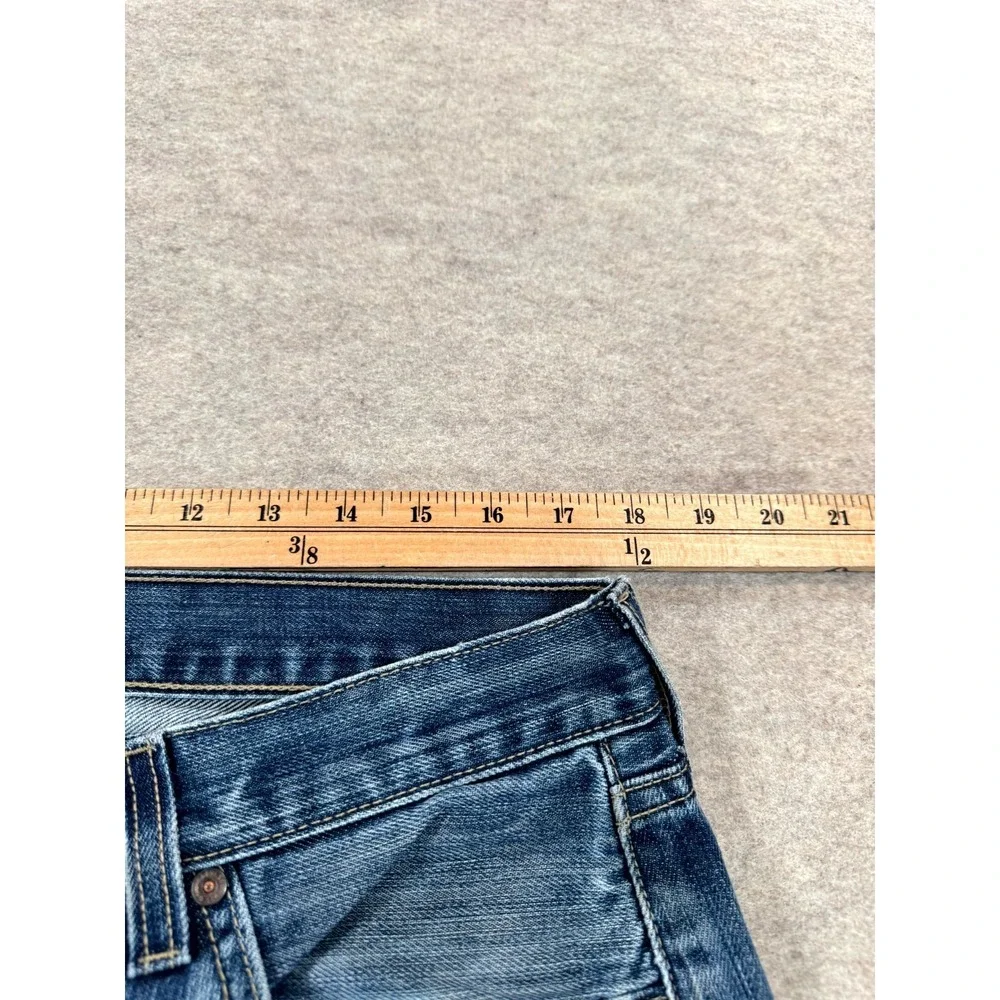 Levis 501 Original Straight Jeans Men 36x34 Blue Whiskering Denim Button Fly